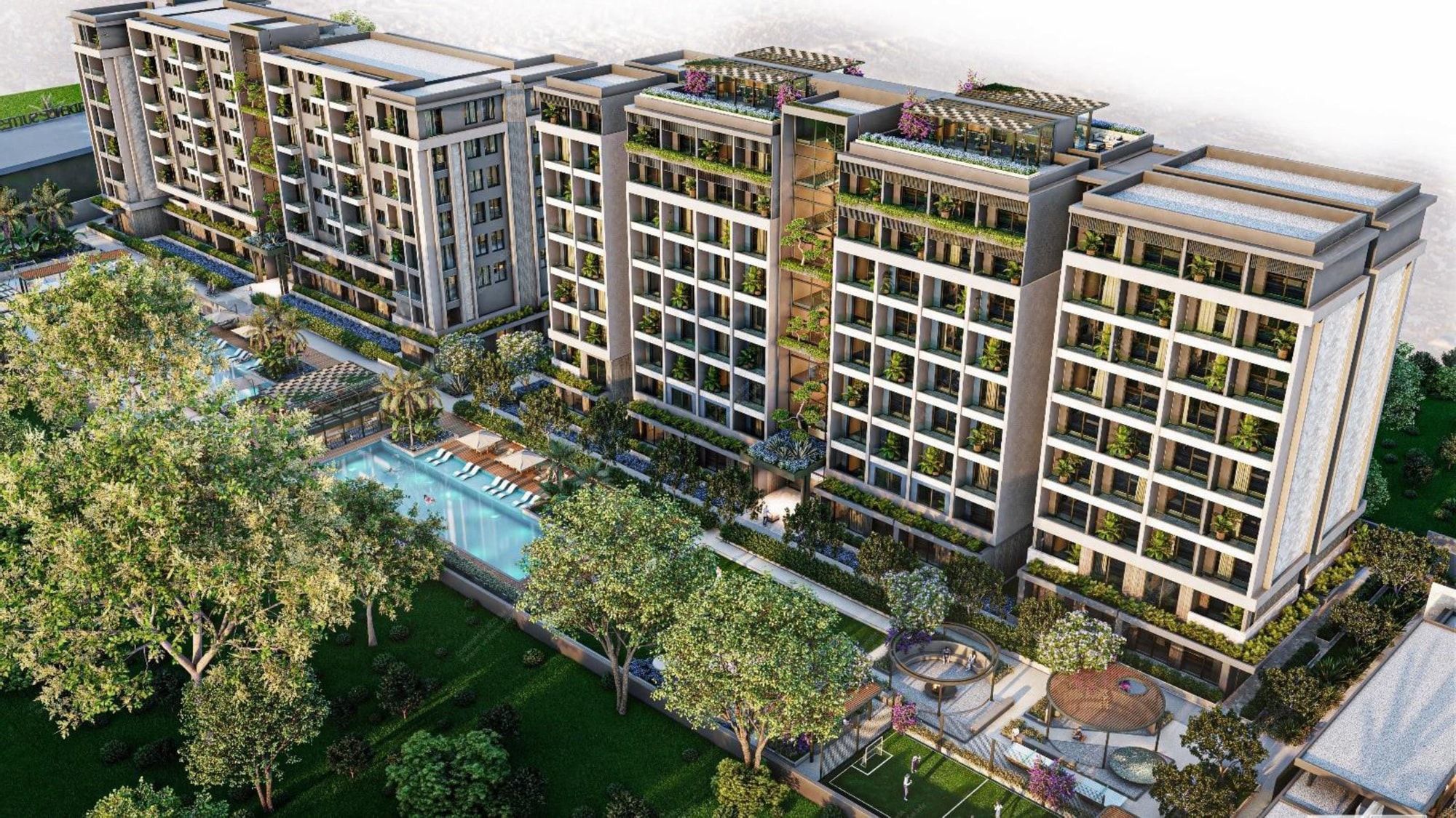 Agora Premium Suites — masterplan and lifestyle render