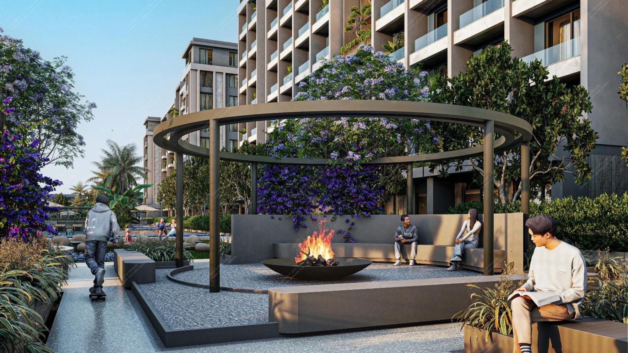 Agora Premium Suites — masterplan and lifestyle render